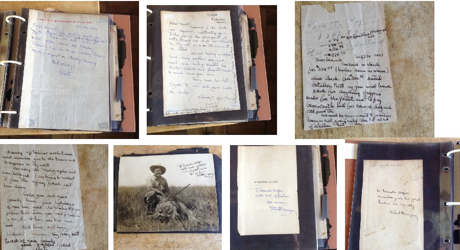 Diversos manuscritos e dedicatorias de Hemingway en posesión da familia de Manolo Asper.